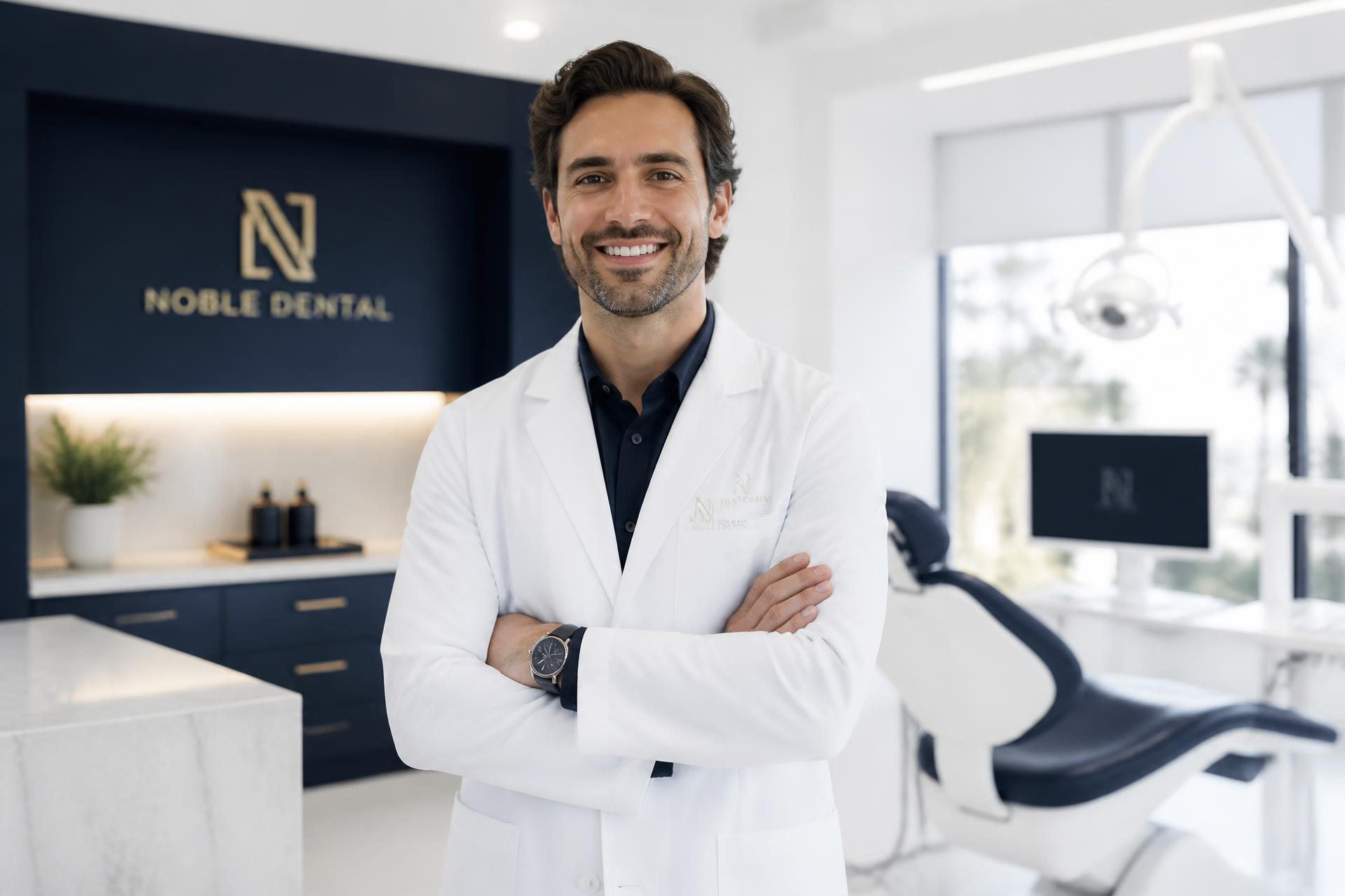 Smiling dentist standing in the Ivory Dental Studio clinic